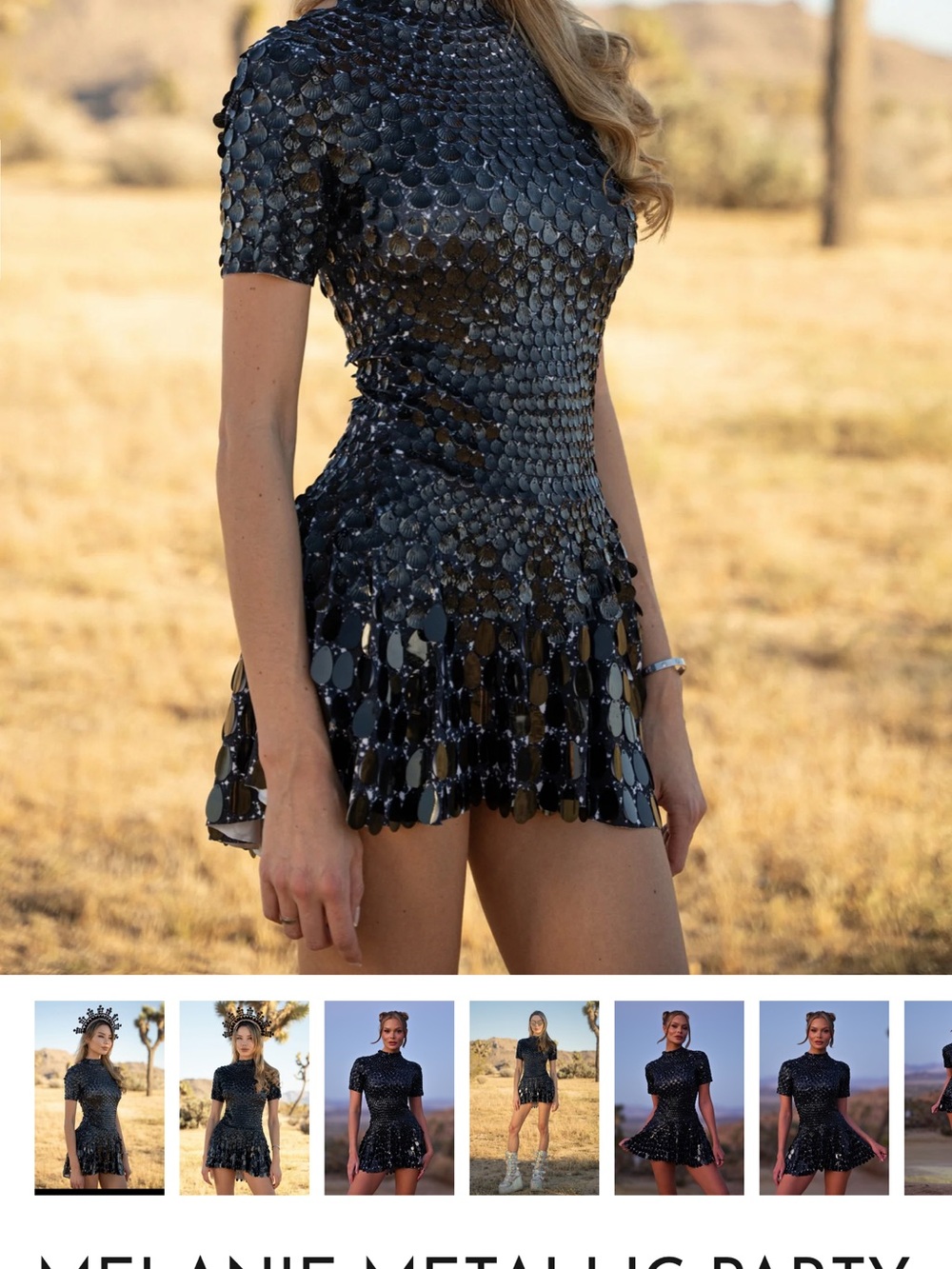 Metallic Black Short-Sleeve Sequin Skater Dress